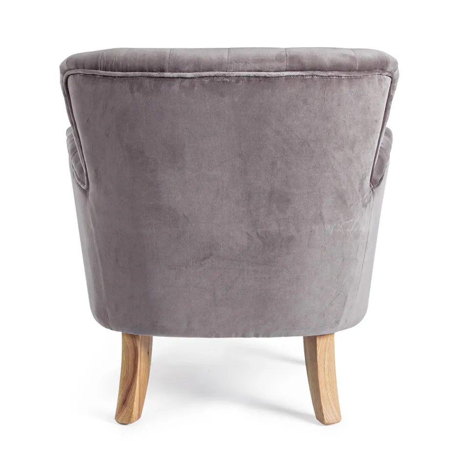 Klasické dřevěné křeslo a čalouněný sedák z prošívané bavlny - Monny Viadurini