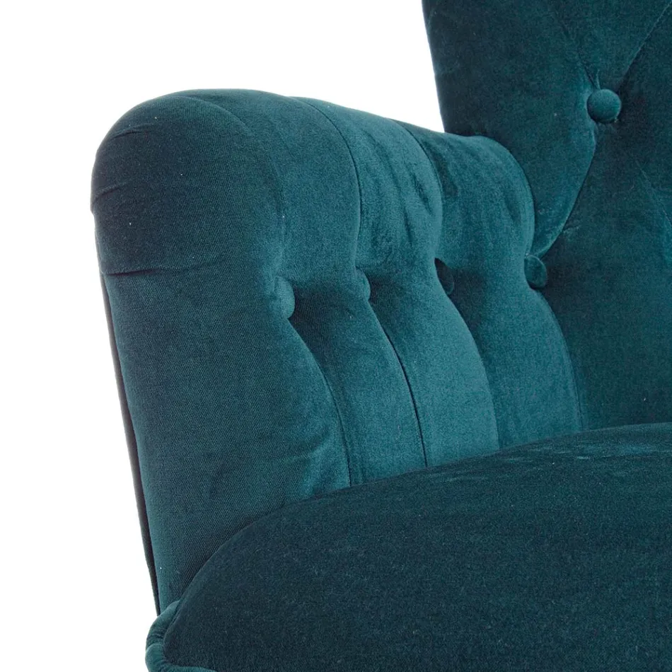 Klasické dřevěné křeslo a čalouněný sedák z prošívané bavlny - Monny Viadurini