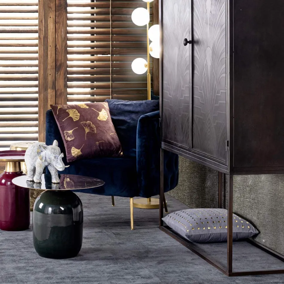 Klasické křeslo z čalouněného dřeva se sametovým efektem Homemotion - Nichy Viadurini