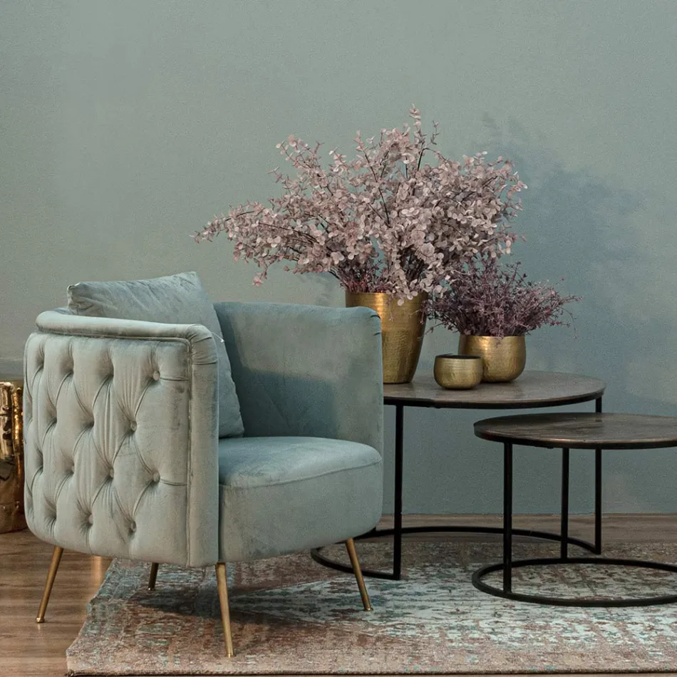 Klasické křeslo z čalouněného dřeva se sametovým efektem Homemotion - Nichy Viadurini