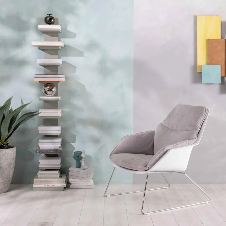 Křeslo s kovovou základnou, polypropylenovou strukturou a látkovými polštáři - tablet Viadurini