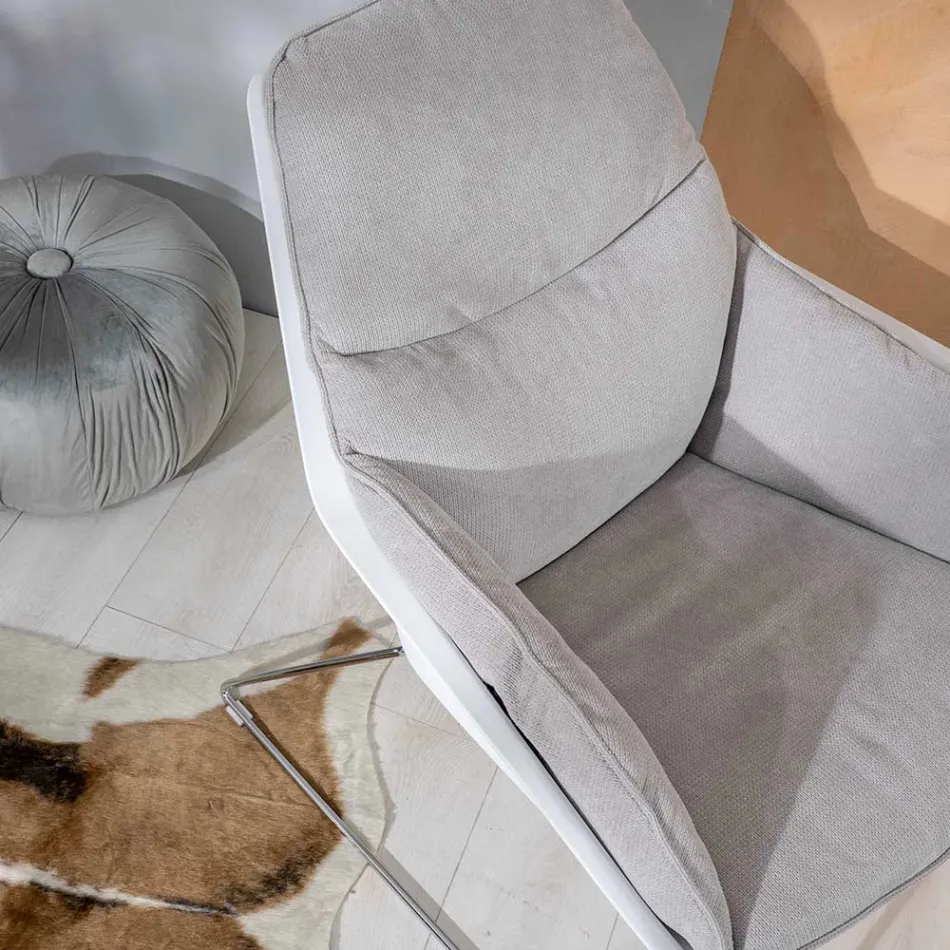 Křeslo s kovovou základnou, polypropylenovou strukturou a látkovými polštáři - tablet Viadurini