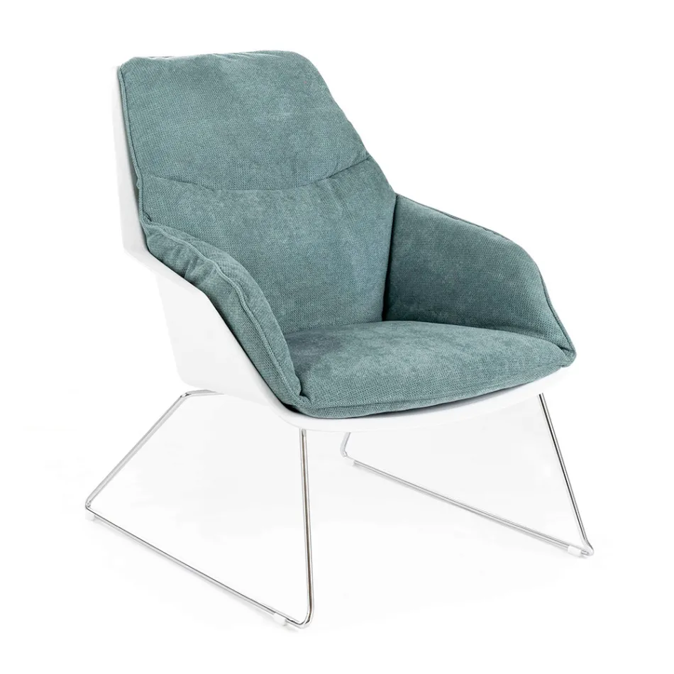 Křeslo s kovovou základnou, polypropylenovou strukturou a látkovými polštáři - tablet Viadurini