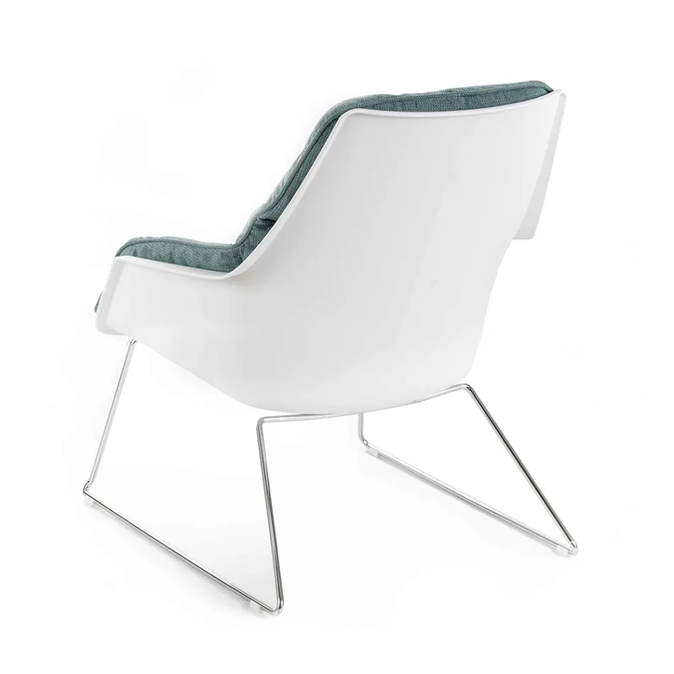 Křeslo s kovovou základnou, polypropylenovou strukturou a látkovými polštáři - tablet Viadurini