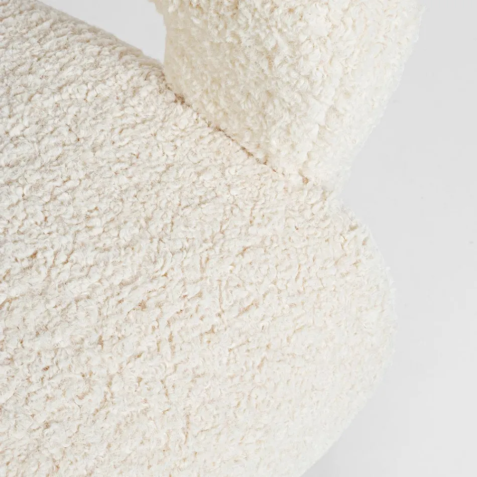 Křeslo s područkami z pryžového dřeva a sedáku s vlněným efektem - Patrizia Viadurini