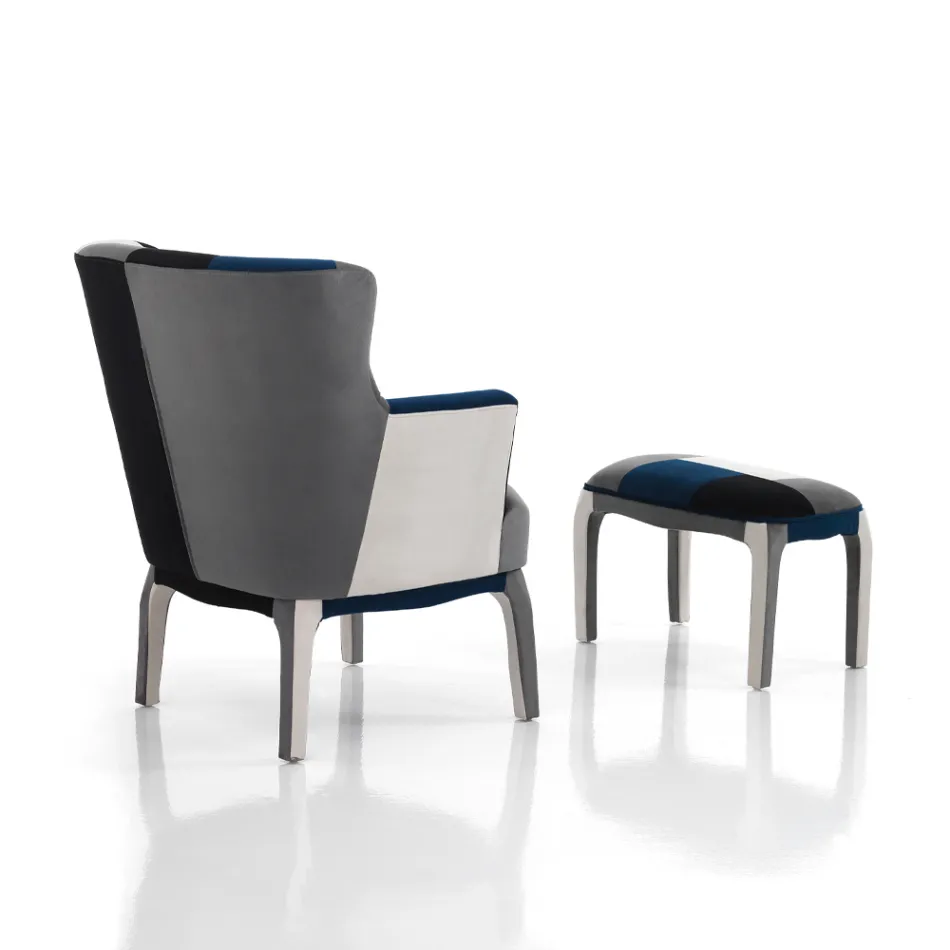 Křeslo s poufem z patchworkové tkaniny - Bromo Viadurini