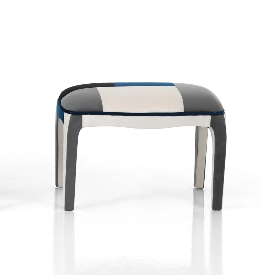 Křeslo s poufem z patchworkové tkaniny - Bromo Viadurini