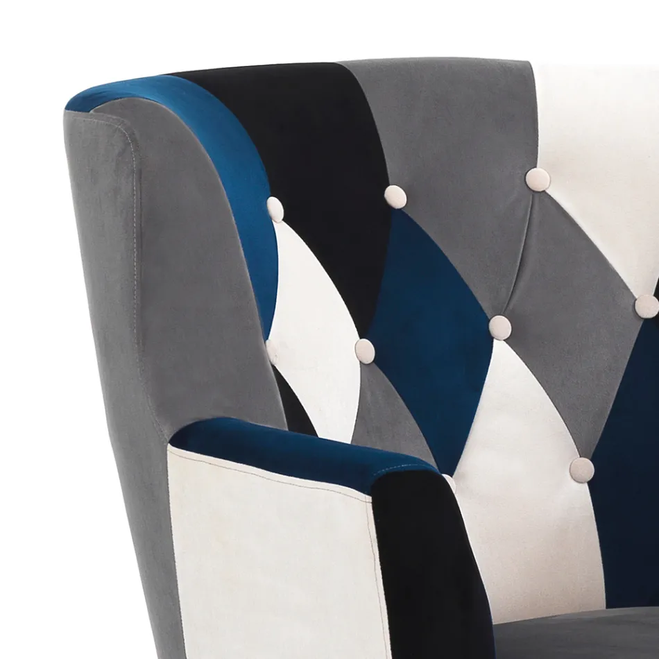 Křeslo s poufem z patchworkové tkaniny - Bromo Viadurini