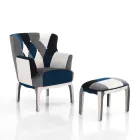 Křeslo s poufem z patchworkové tkaniny - Bromo Viadurini