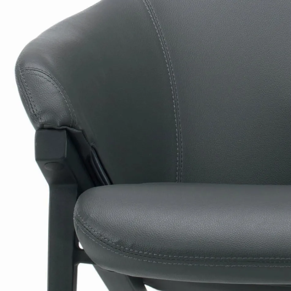 Křeslo s ocelovou konstrukcí a sedákem z ekokůže z grafitu Made in Italy - Reggio Viadurini