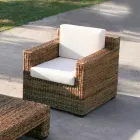 Křeslo s přírodní strukturou tkaní banánů a ecru polštářky - miska Viadurini