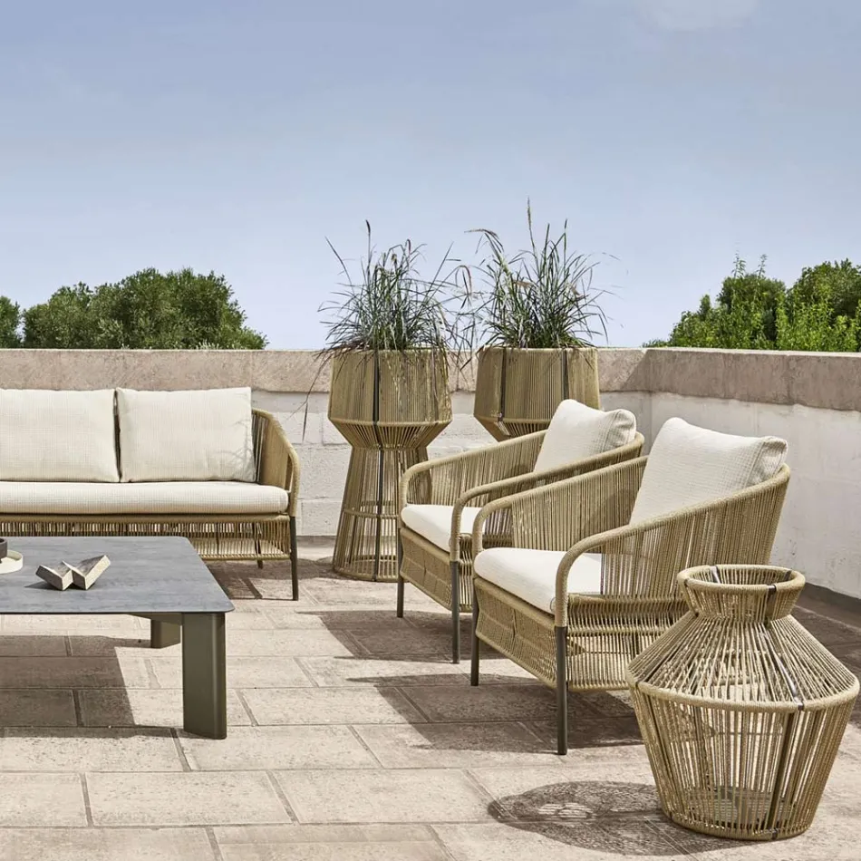 Venkovní křeslo s tkaným sedákem a polštáři - Cricket od Varaschin Viadurini