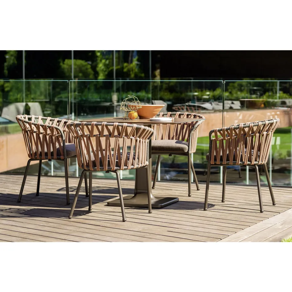 Venkovní křeslo z lana, látky a hliníku - Emma Cross od Varaschin Viadurini