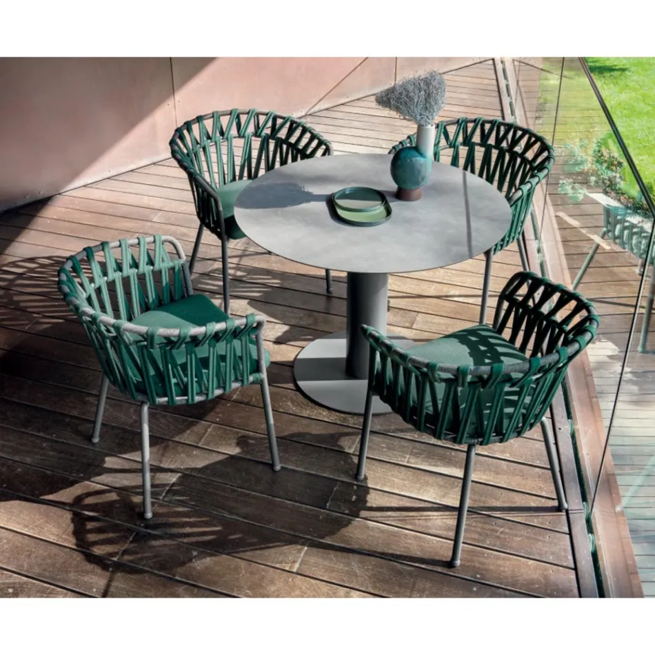 Venkovní křeslo z lana, látky a hliníku - Emma Cross od Varaschin Viadurini