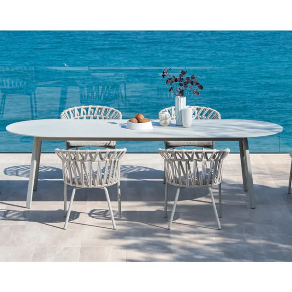 Venkovní křeslo z lana, látky a hliníku - Emma Cross od Varaschin Viadurini