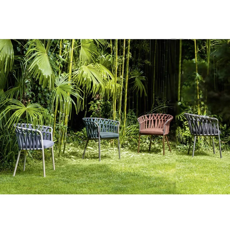 Venkovní křeslo z lana, látky a hliníku - Emma Cross od Varaschin Viadurini