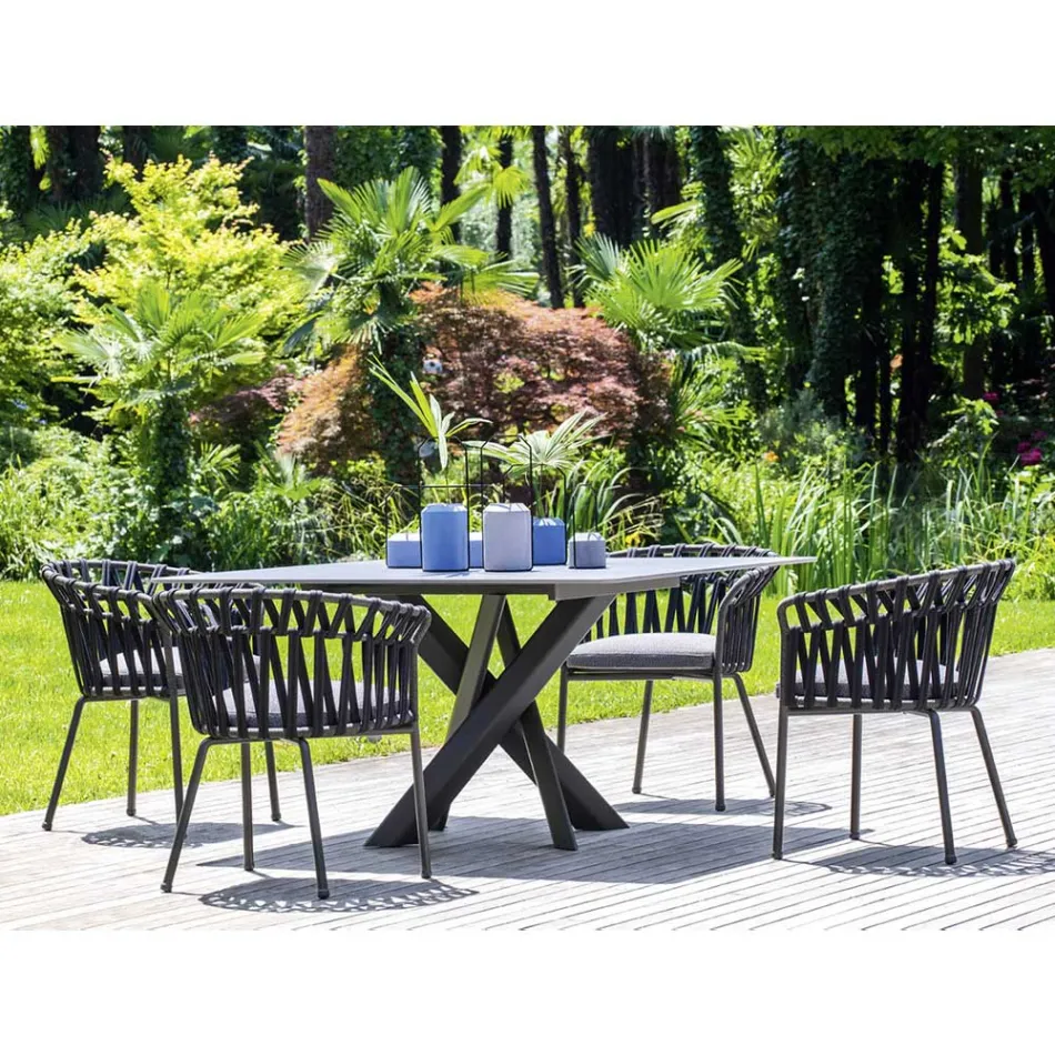 Venkovní křeslo z lana, látky a hliníku - Emma Cross od Varaschin Viadurini