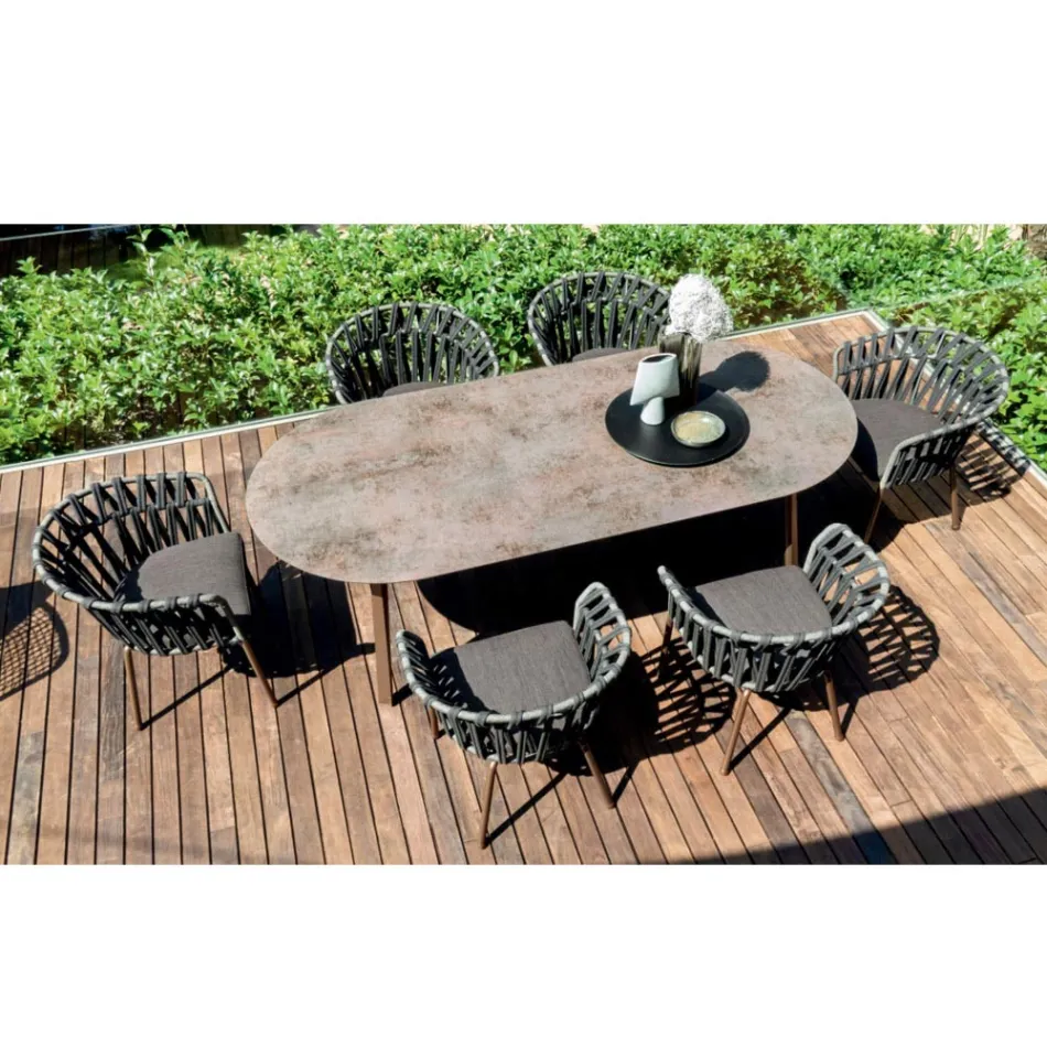 Venkovní křeslo z lana, látky a hliníku - Emma Cross od Varaschin Viadurini