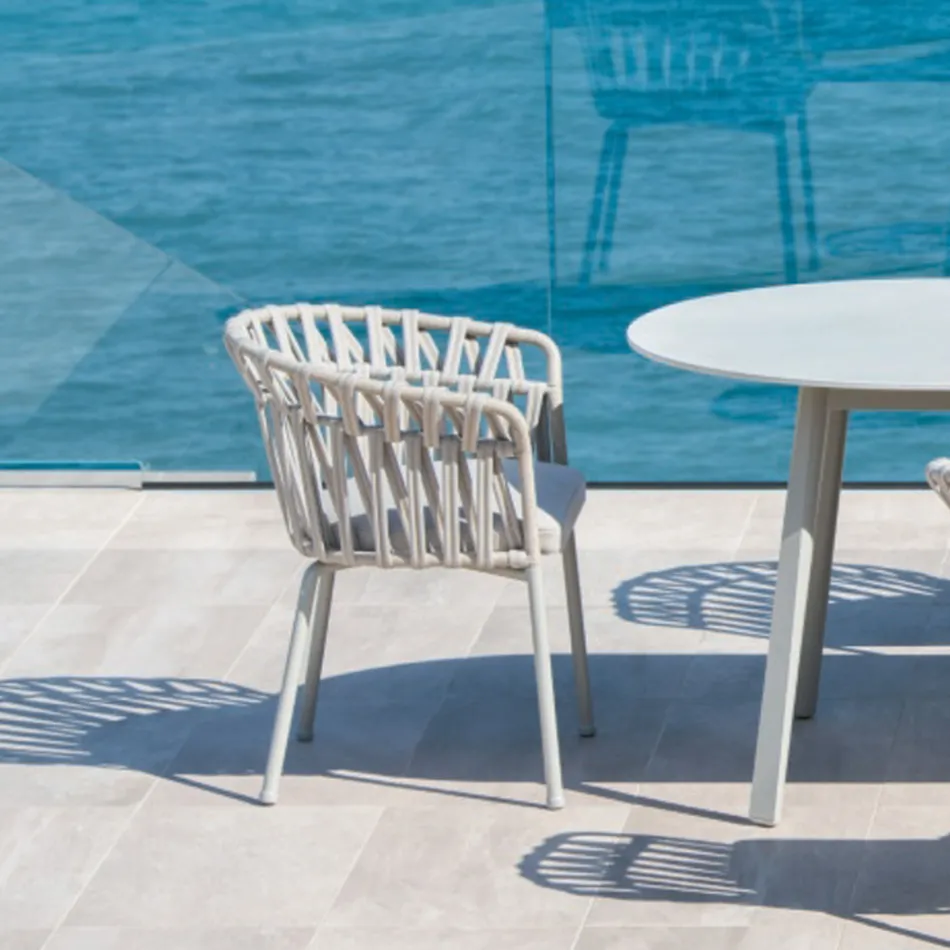 Venkovní křeslo z lana, látky a hliníku - Emma Cross od Varaschin Viadurini