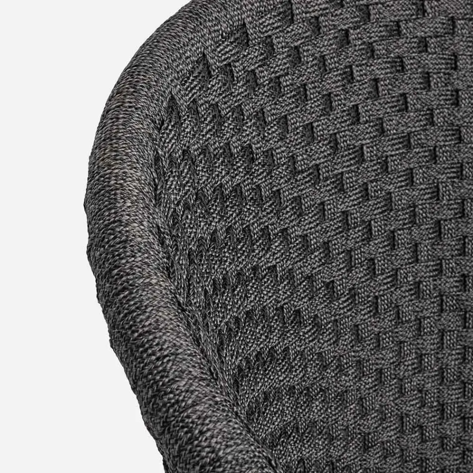 Venkovní křeslo ze dřeva a lana s polštářem, Homemotion, 2 kusy - Oskana Viadurini