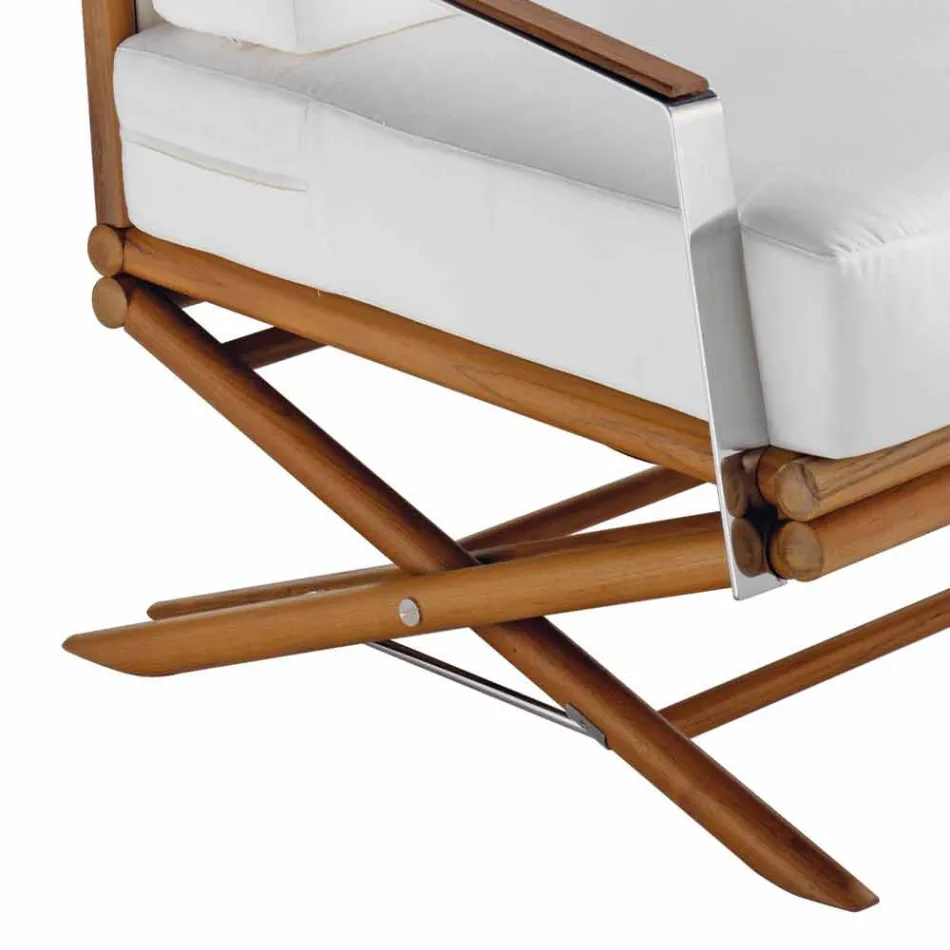 Venkovní křeslo z přírodního dřeva nebo lesklého nebo matného černého a polštáře - Suzana Viadurini