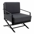 Venkovní křeslo z přírodního dřeva nebo lesklého nebo matného černého a polštáře - Suzana Viadurini