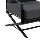 Venkovní křeslo z přírodního dřeva nebo lesklého nebo matného černého a polštáře - Suzana Viadurini