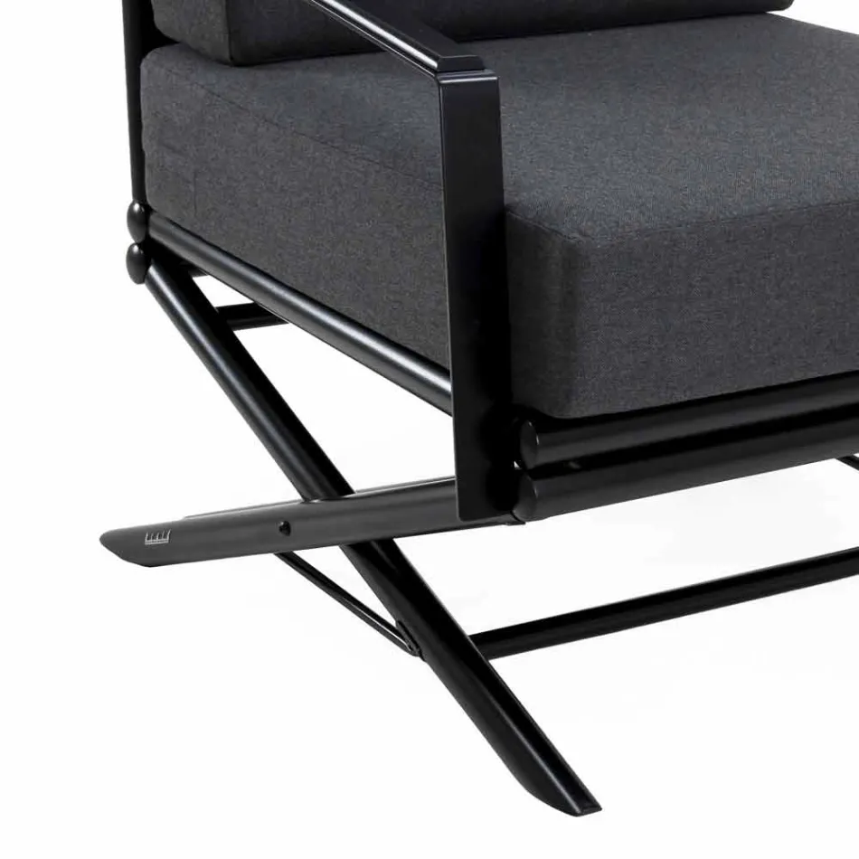 Venkovní křeslo z přírodního dřeva nebo lesklého nebo matného černého a polštáře - Suzana Viadurini