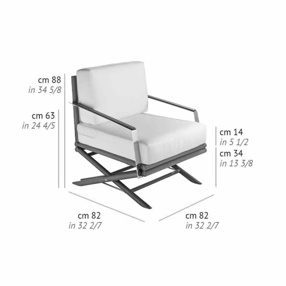 Venkovní křeslo z přírodního dřeva nebo lesklého nebo matného černého a polštáře - Suzana Viadurini
