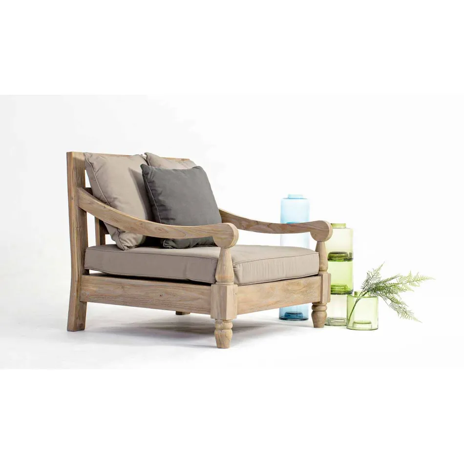 Homemotion - Nusadua Classic Design Outdoor Armchair in Teak Wood Viadurini