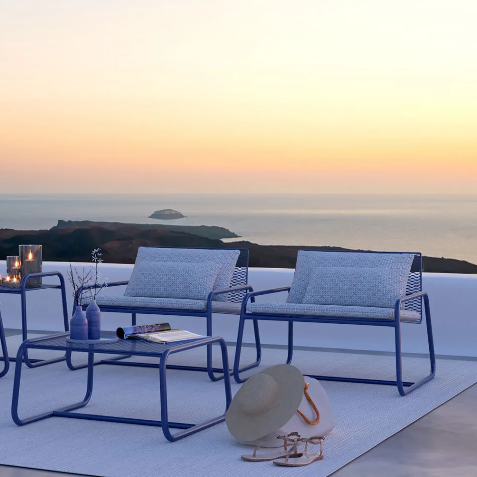 Venkovní kovové křeslo s luxusním polštářem Made in Italy - Karol Viadurini