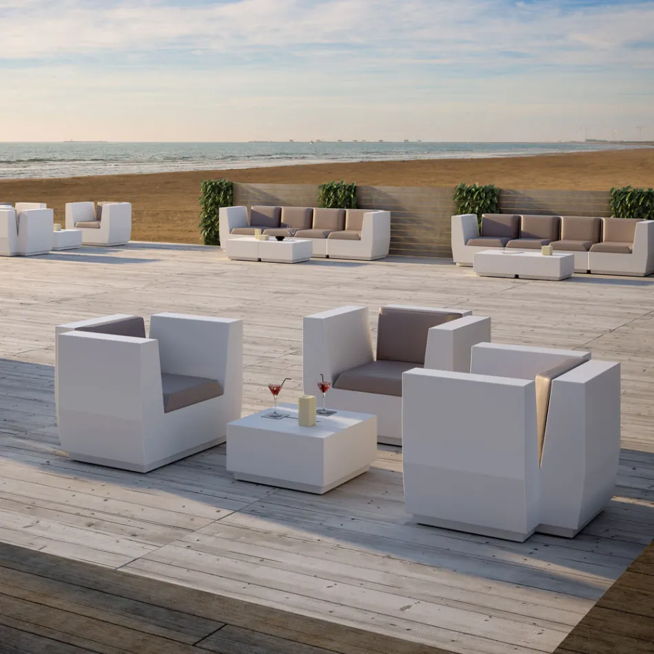 Venkovní křeslo z polyetylenu s polštářem Made in Italy - Chiabotto Viadurini