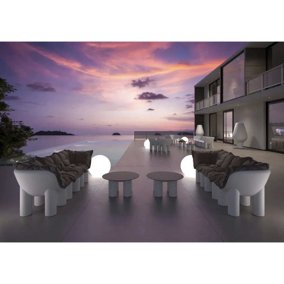 Venkovní křeslo z polyetylenu s polštářem vyrobeno v Itálii - Freccia Viadurini