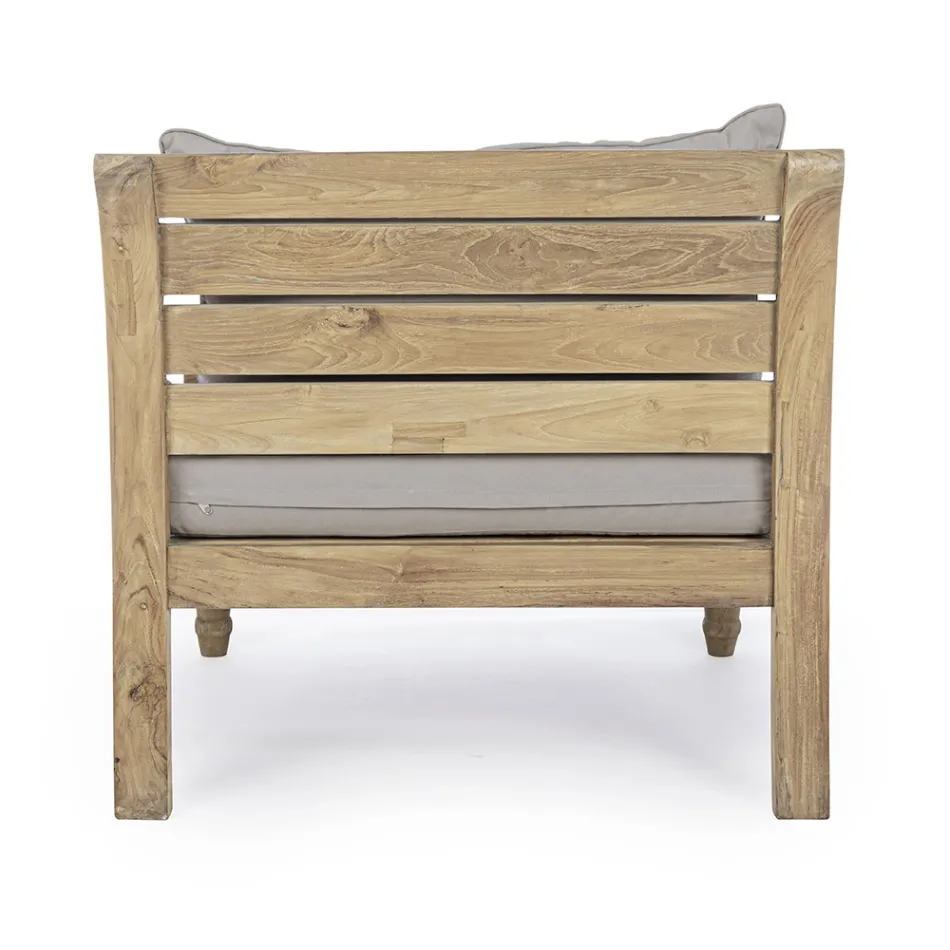 Venkovní teakové křeslo s látkovými polštáři, Homemotion - Taťána Viadurini