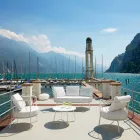 Moderní venkovní křeslo z lakovaného kovu a tkaniny vyrobené v Itálii - Olma Viadurini