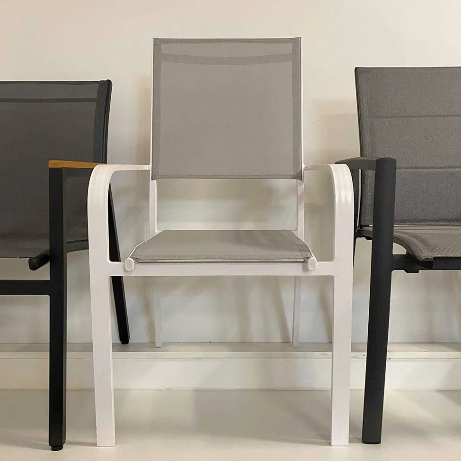 Venkovní křeslo z hliníku a textilenu - Solar Viadurini