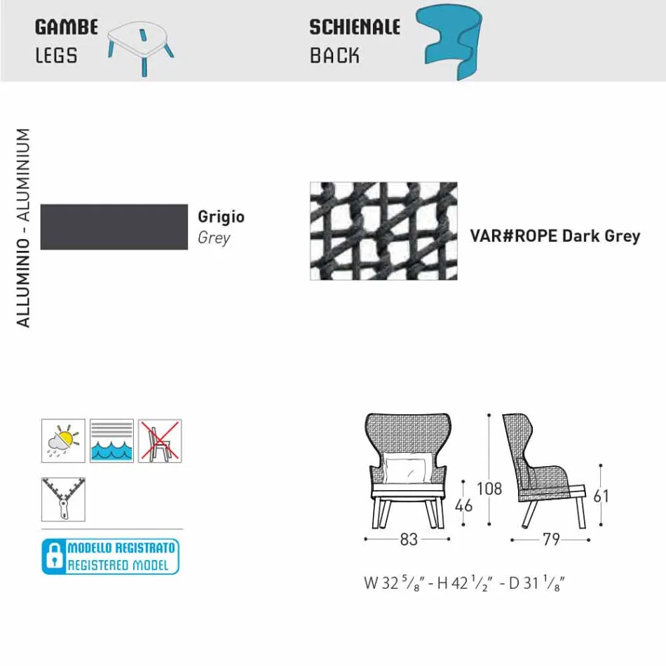 Varaschin Emma venkovní křeslo moderního designu Viadurini