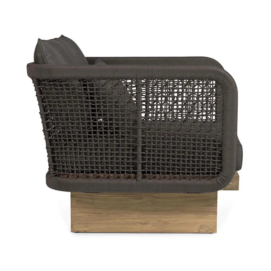 Zahradní křeslo s týkovou základnou a provazovou opěrkou, Homemotion - Chantall Viadurini