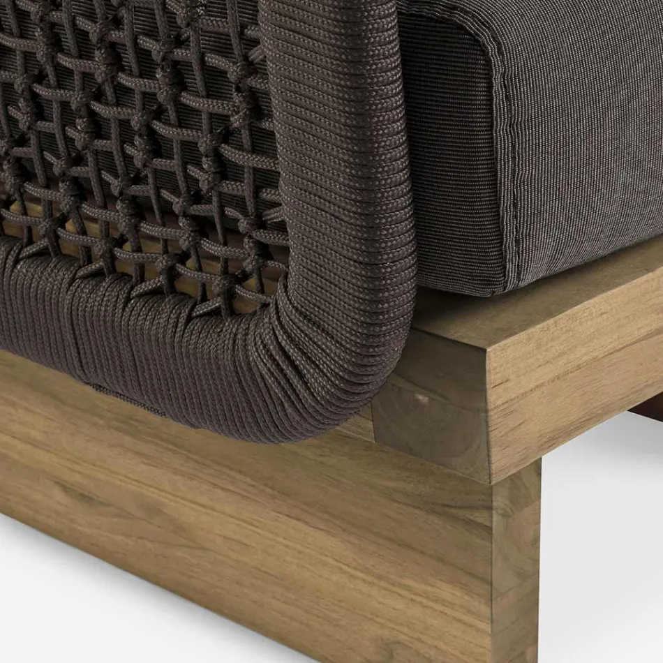 Zahradní křeslo s týkovou základnou a provazovou opěrkou, Homemotion - Chantall Viadurini