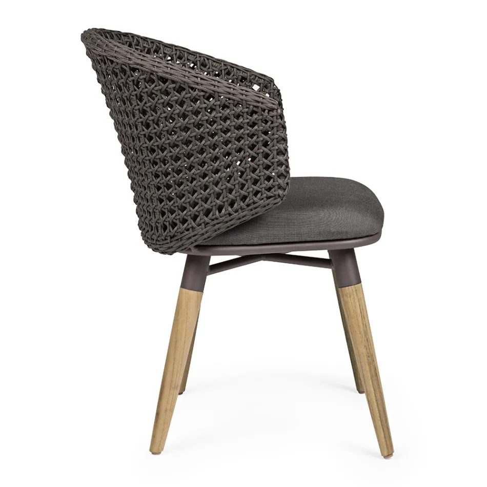 Zahradní křeslo s teakovými nohami a látkovým sedákem, Homemotion - Chantall Viadurini