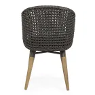 Zahradní křeslo s teakovými nohami a látkovým sedákem, Homemotion - Chantall Viadurini