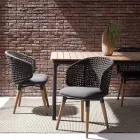 Zahradní křeslo s teakovými nohami a látkovým sedákem, Homemotion - Chantall Viadurini