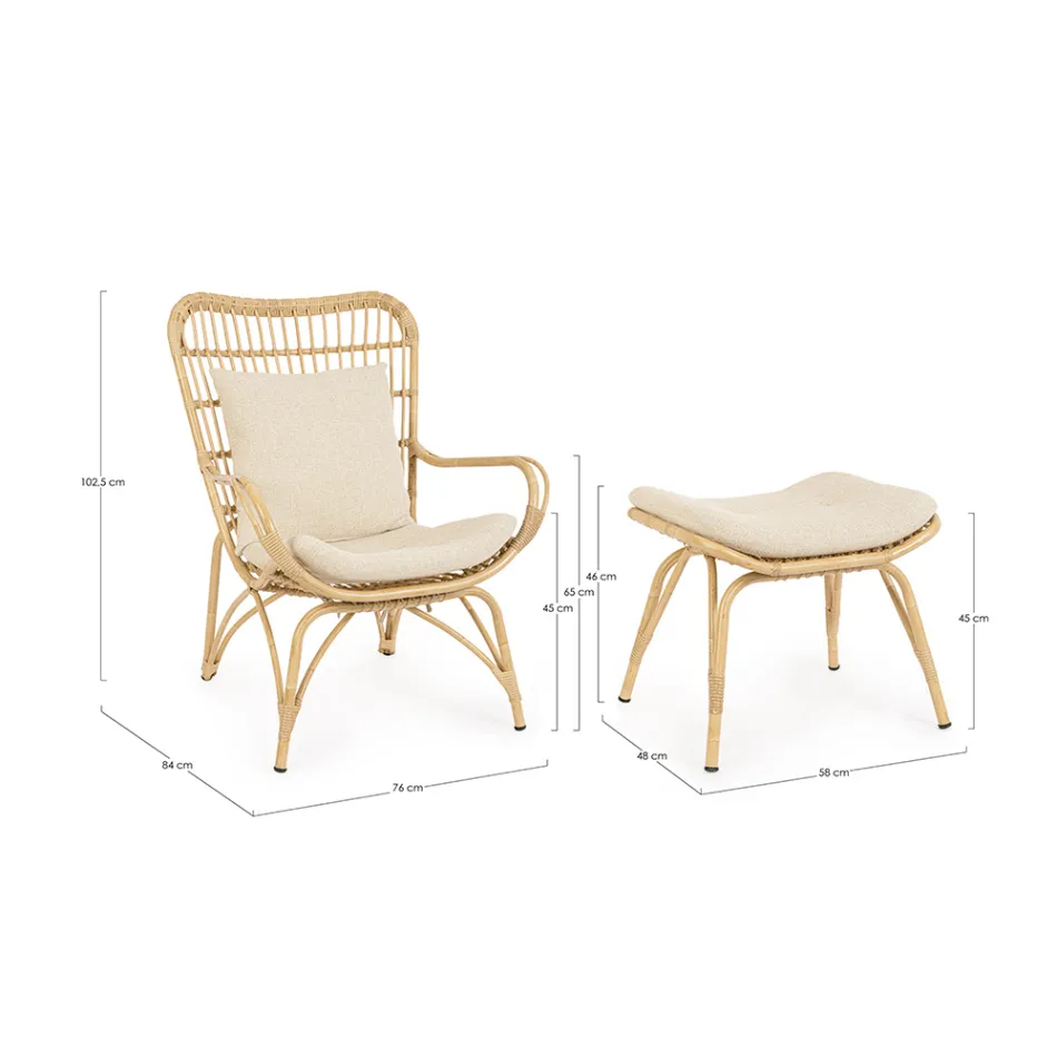 Zahradní křeslo s podnožkou a tkaním ze syntetických vláken - záležitost Viadurini