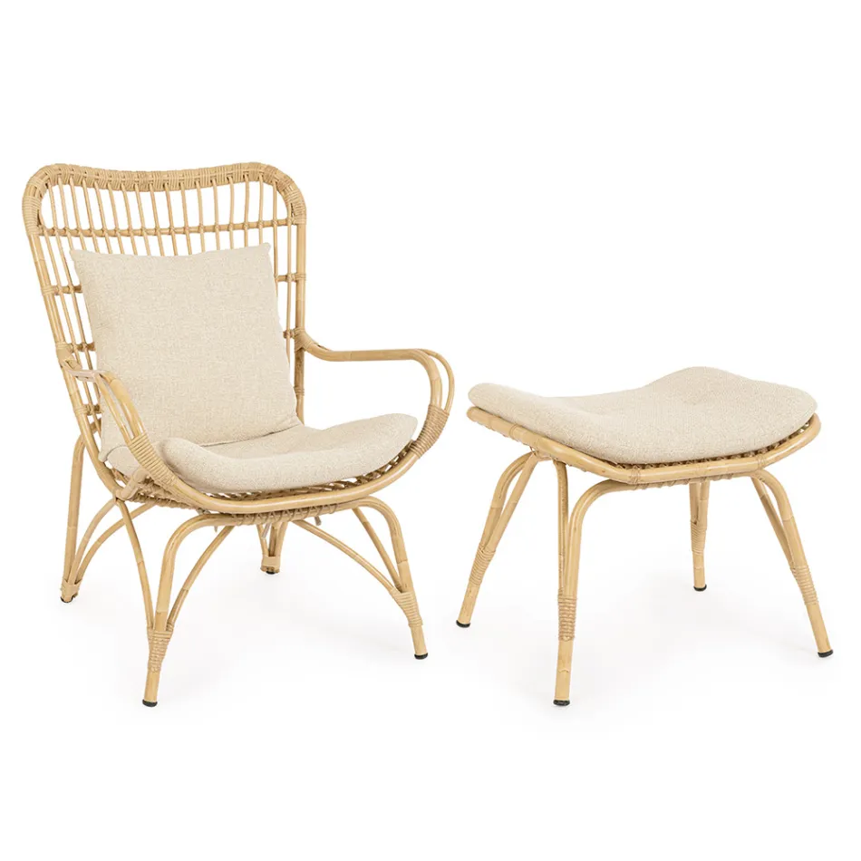 Zahradní křeslo s podnožkou a tkaním ze syntetických vláken - záležitost Viadurini