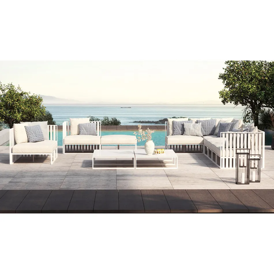 Zahradní křeslo s látkovým sedákem a hliníkovou konstrukcí Made in Italy - Juliediv Viadurini