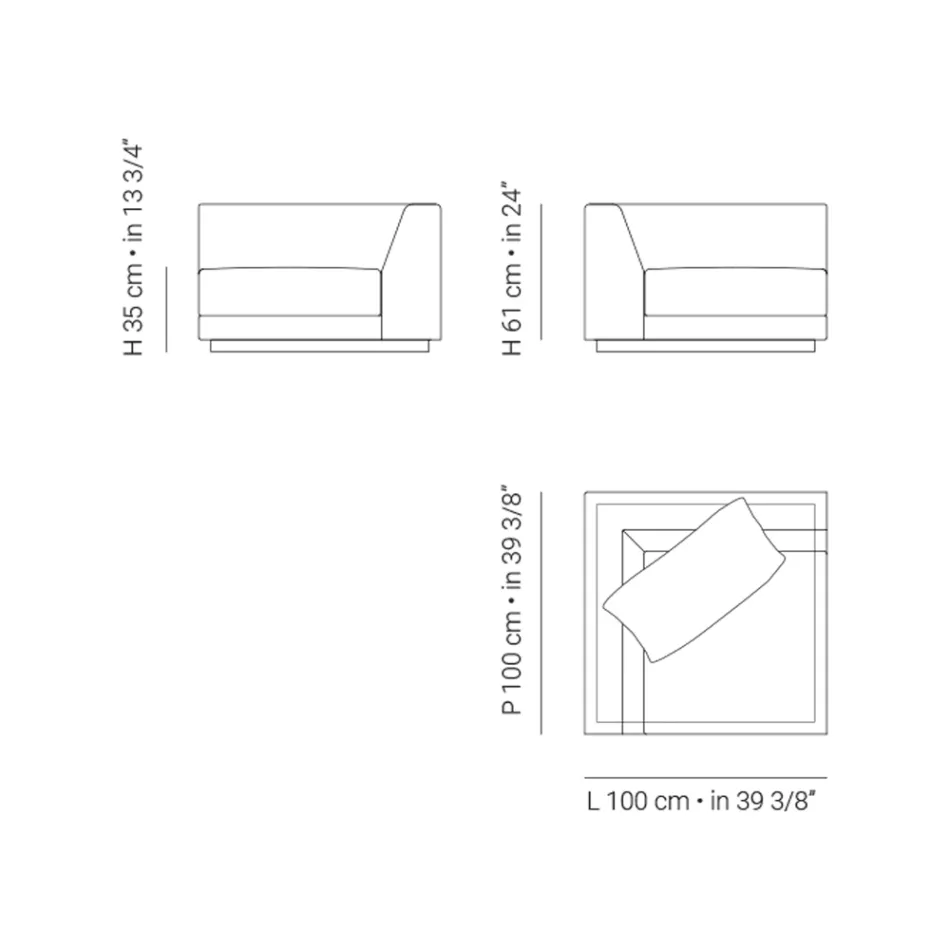 Zahradní křeslo s konstrukcí pravého rohu Made in Italy - Rubik Viadurini