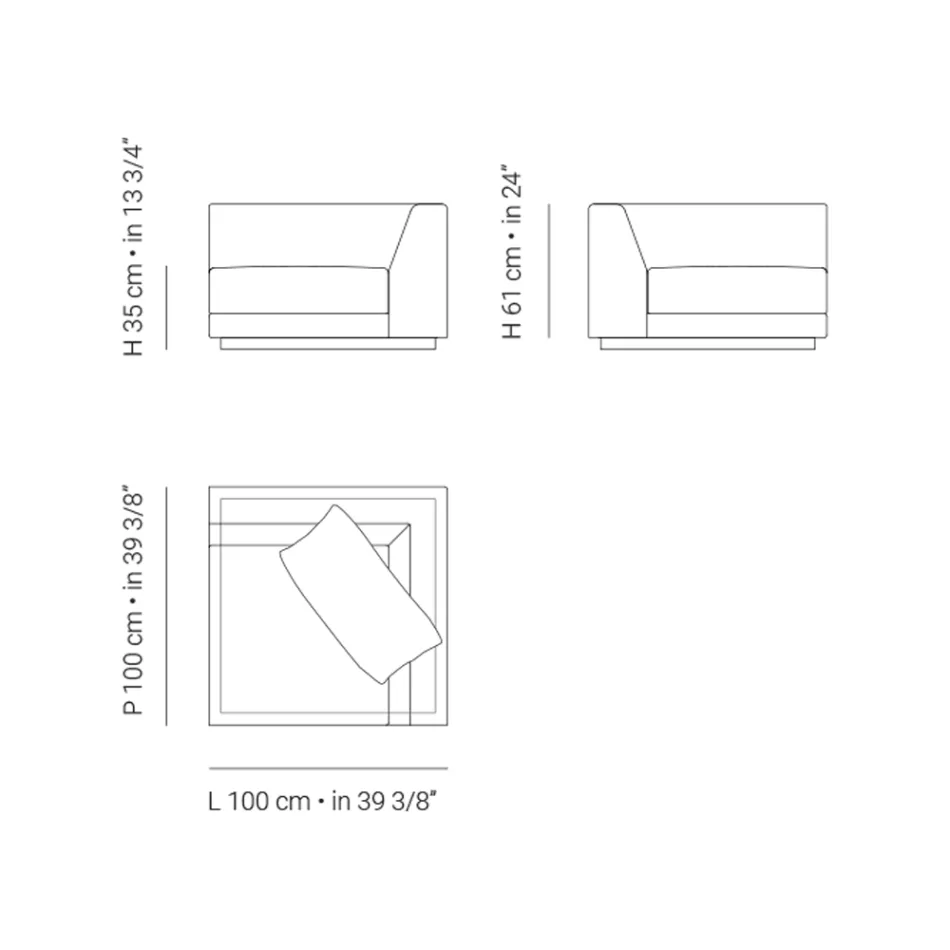 Zahradní křeslo s levým rohem Made in Italy - Rubik Viadurini