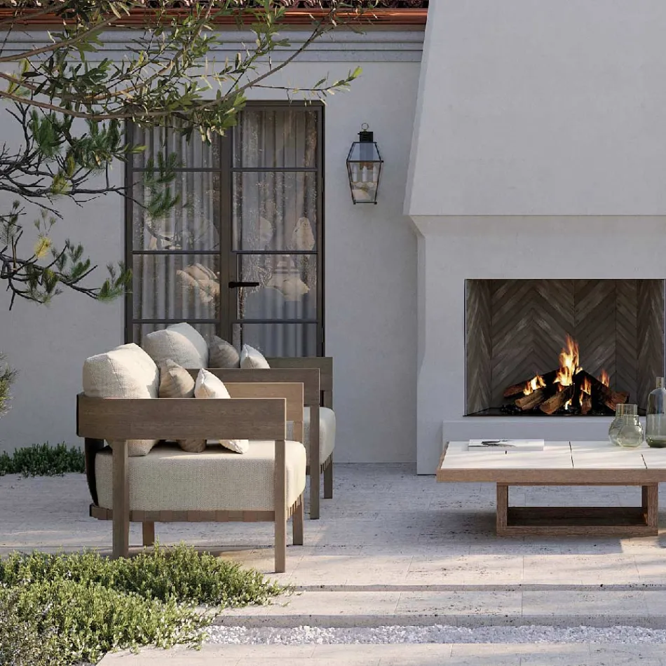 Zahradní židle s rámem z teakového dřeva Made in Italy - Briga Viadurini