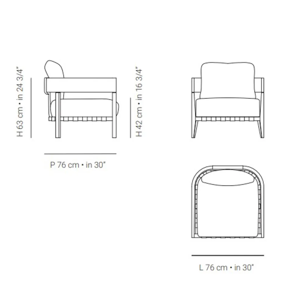 Zahradní židle s rámem z teakového dřeva Made in Italy - Briga Viadurini