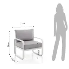 Zahradní křeslo z matného slonovinově bílého hliníku a šedých polštářů - Avoir Viadurini